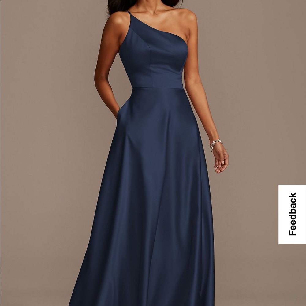 One Shoulder Satin A-Line Bridesmaid Dress